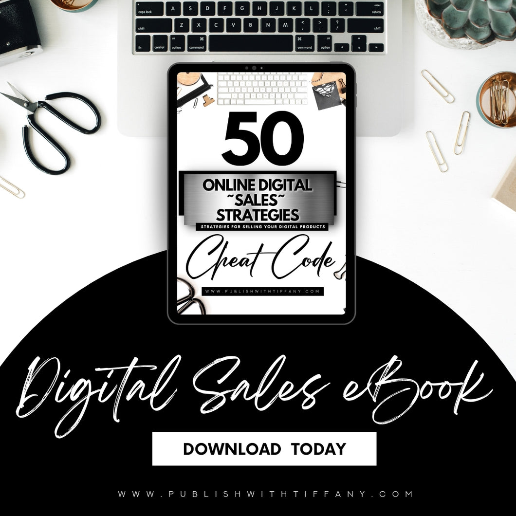 Published + Black 50 Digital Online Strategies Cheat Code eBook | Strategies for Selling Your Digital Products